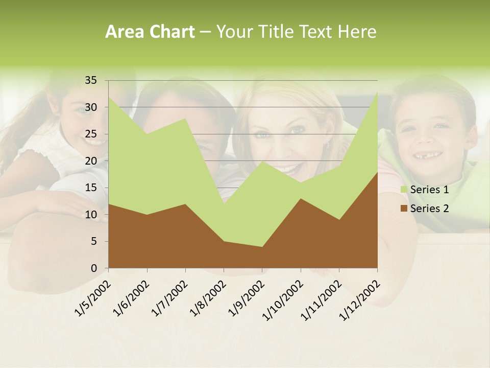 Family Sitting In Living Room Smiling PowerPoint Template
