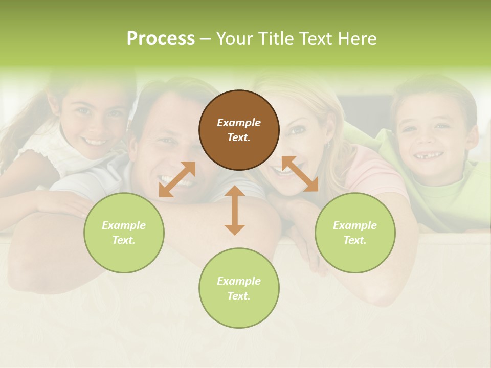 Family Sitting In Living Room Smiling PowerPoint Template