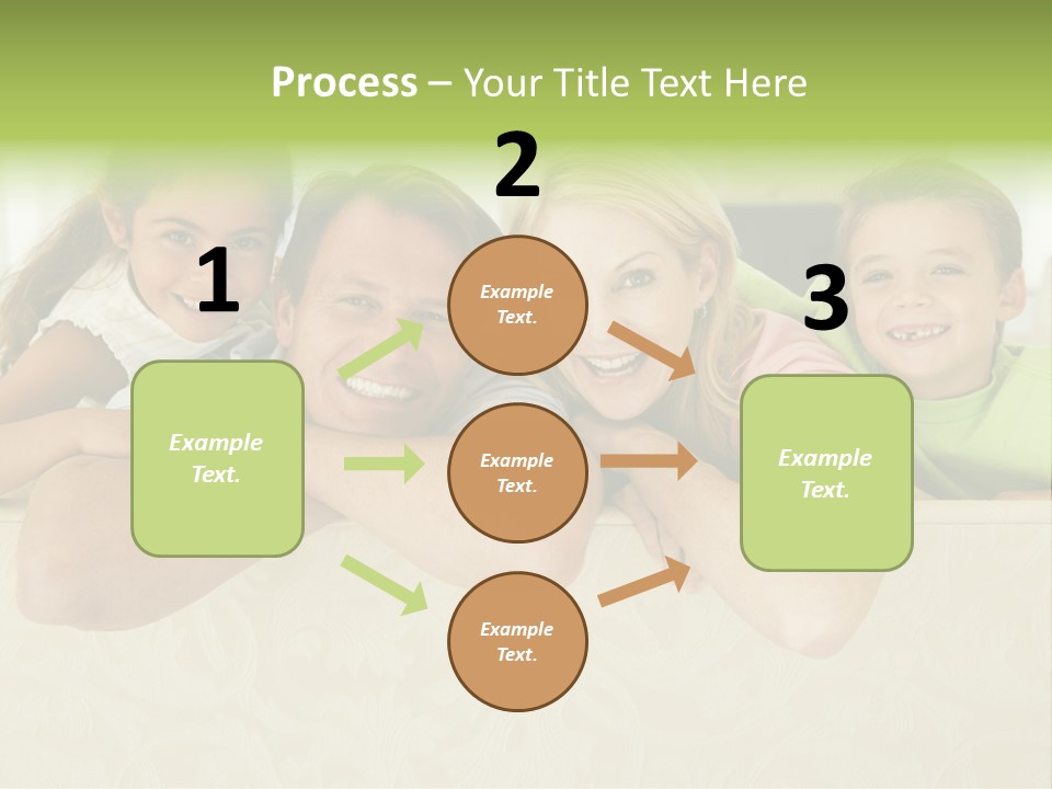 Family Sitting In Living Room Smiling PowerPoint Template