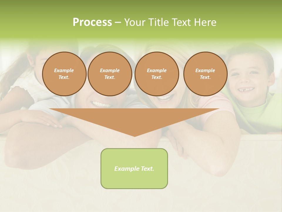 Family Sitting In Living Room Smiling PowerPoint Template