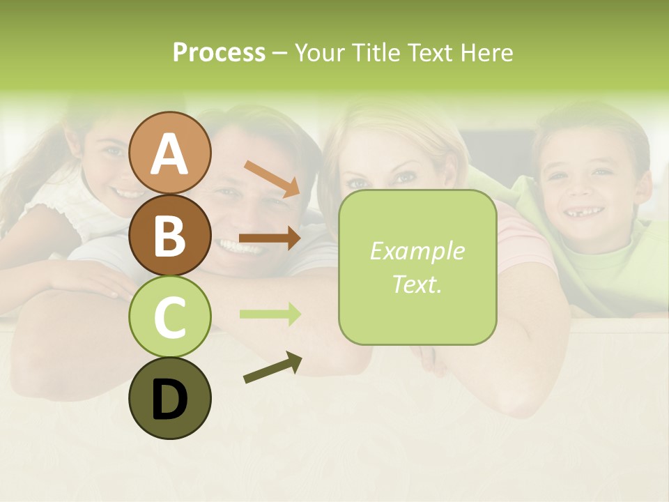 Family Sitting In Living Room Smiling PowerPoint Template