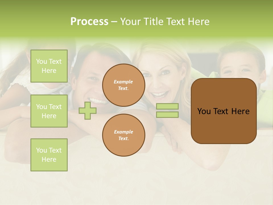 Family Sitting In Living Room Smiling PowerPoint Template