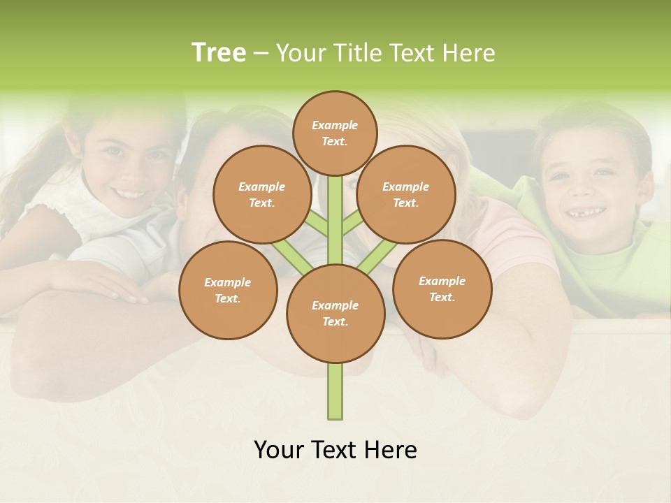 Family Sitting In Living Room Smiling PowerPoint Template