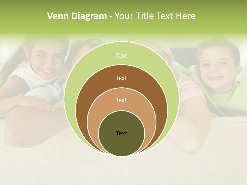 Family Sitting In Living Room Smiling PowerPoint Template