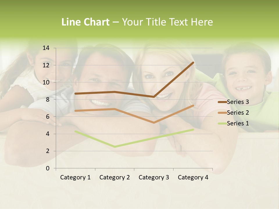 Family Sitting In Living Room Smiling PowerPoint Template