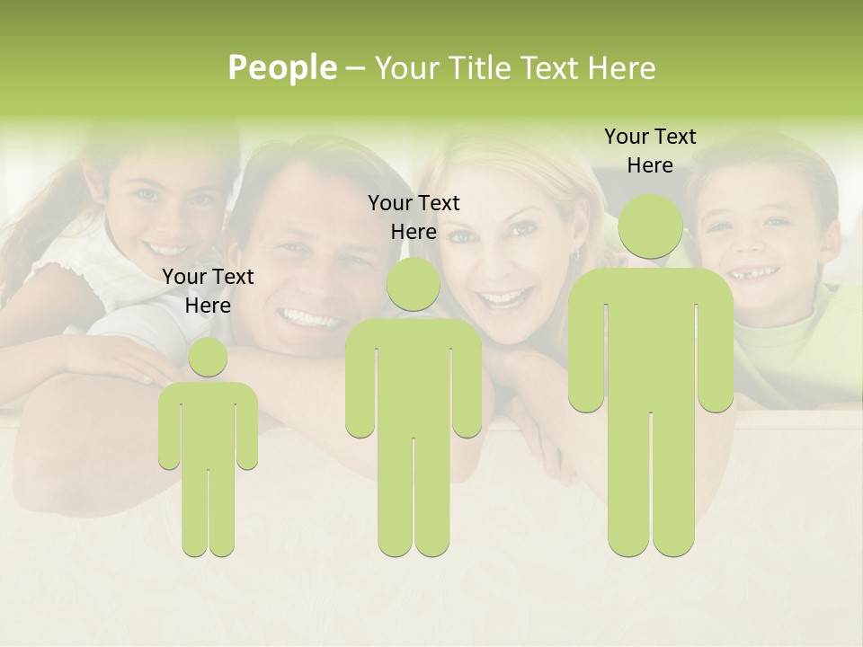 Family Sitting In Living Room Smiling PowerPoint Template