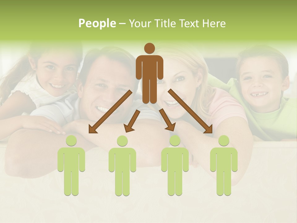 Family Sitting In Living Room Smiling PowerPoint Template