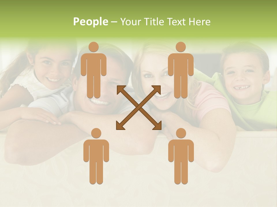 Family Sitting In Living Room Smiling PowerPoint Template