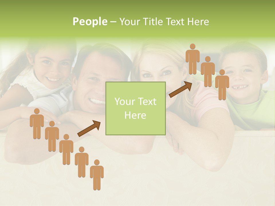Family Sitting In Living Room Smiling PowerPoint Template