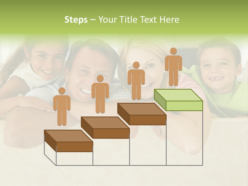 Family Sitting In Living Room Smiling PowerPoint Template