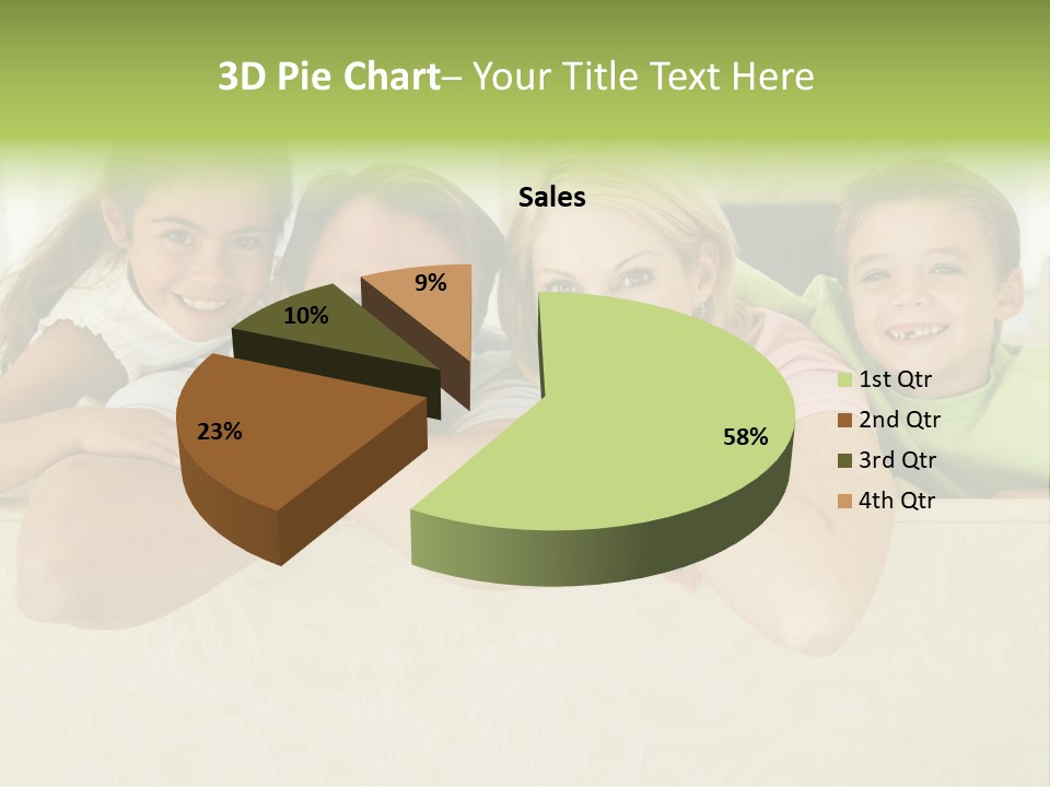 Family Sitting In Living Room Smiling PowerPoint Template