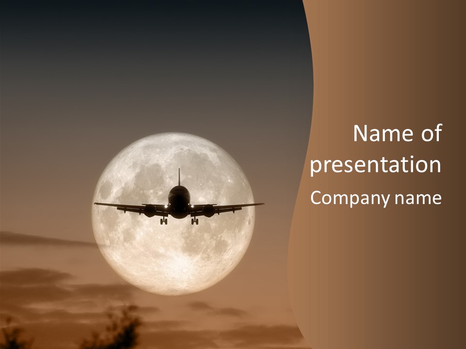 A Jet Air Plane In The Moon PowerPoint Template
