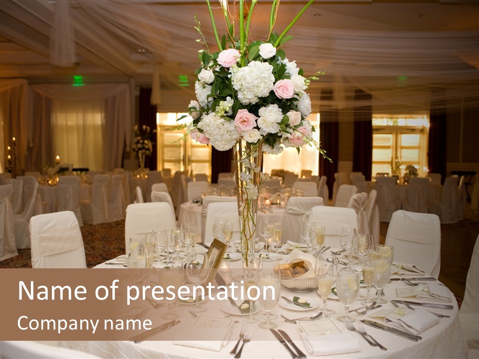 Beautiful Table Decorated For Wedding PowerPoint Template