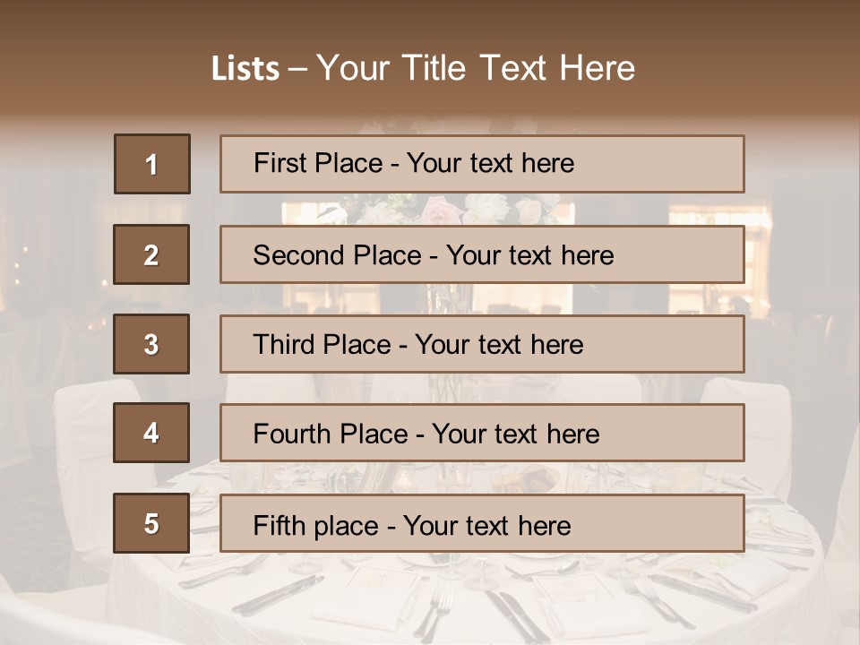 Beautiful Table Decorated For Wedding PowerPoint Template