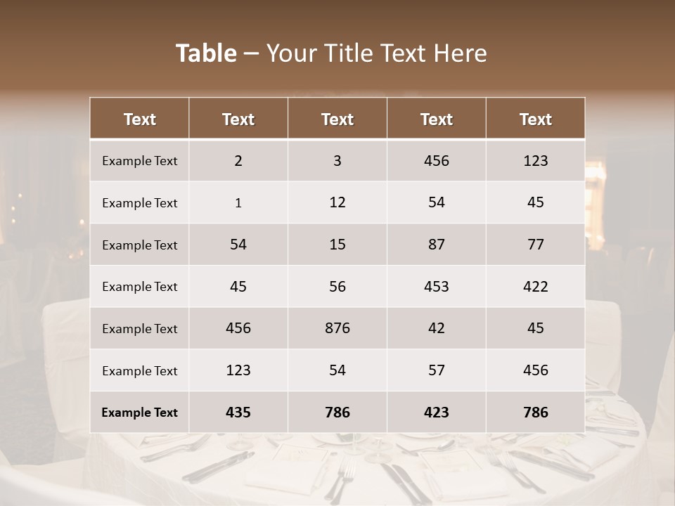 Beautiful Table Decorated For Wedding PowerPoint Template