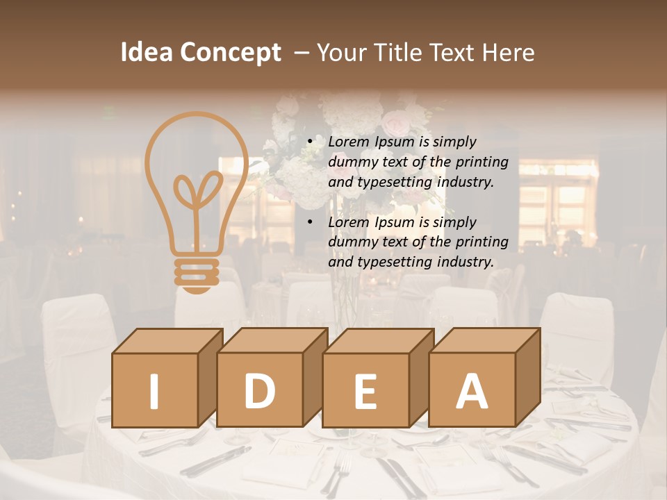 Beautiful Table Decorated For Wedding PowerPoint Template