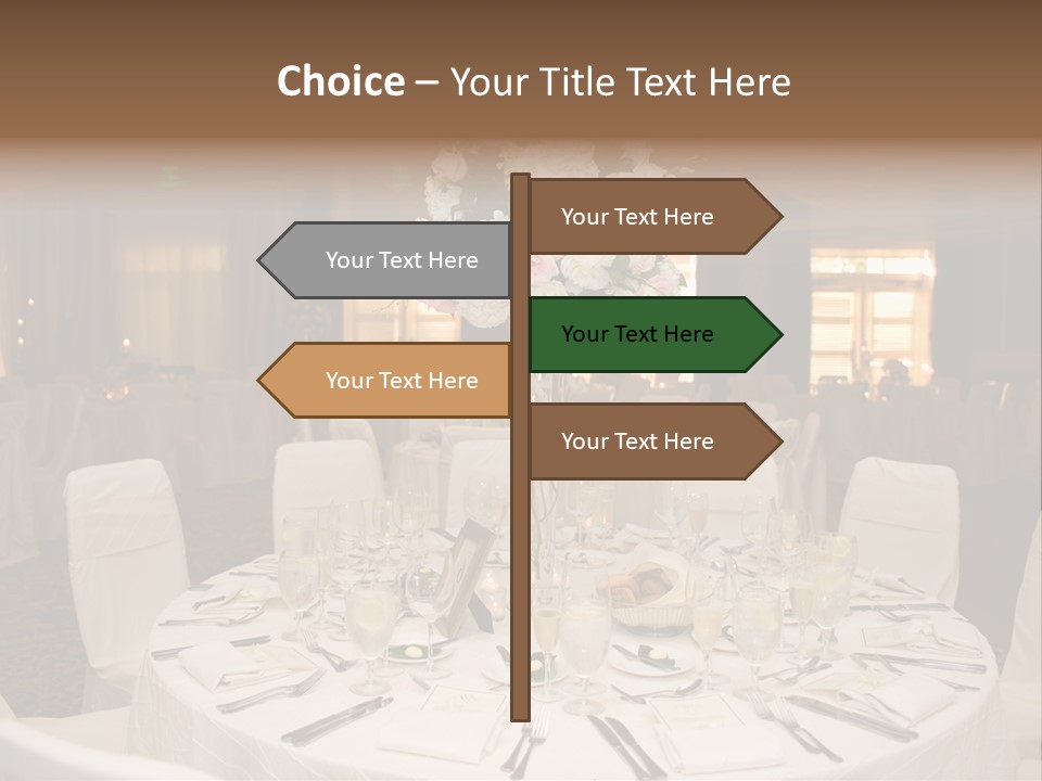 Beautiful Table Decorated For Wedding PowerPoint Template
