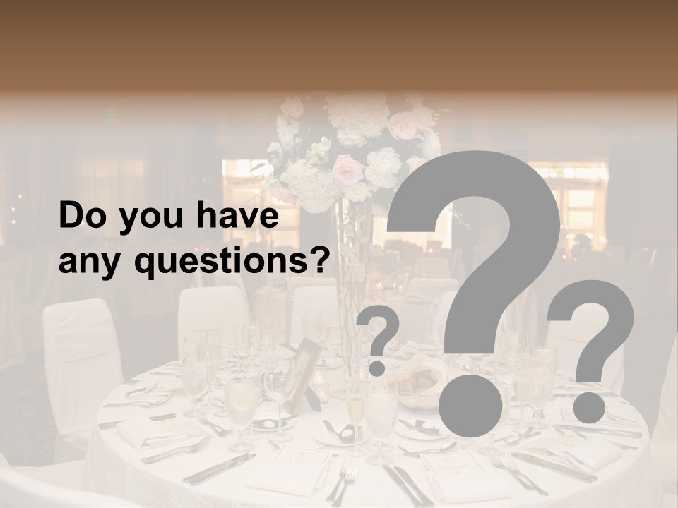 Beautiful Table Decorated For Wedding PowerPoint Template