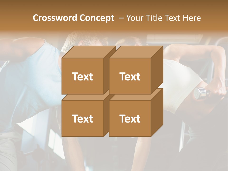 Couple In The Gym, Rivaling Each Other, Exercising With Dumbbells (Focus On The Faces) PowerPoint Template