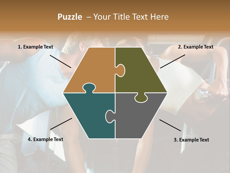 Couple In The Gym, Rivaling Each Other, Exercising With Dumbbells (Focus On The Faces) PowerPoint Template