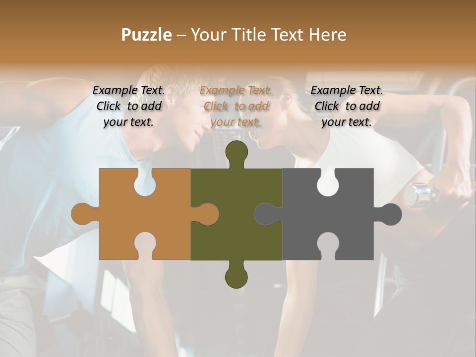 Couple In The Gym, Rivaling Each Other, Exercising With Dumbbells (Focus On The Faces) PowerPoint Template