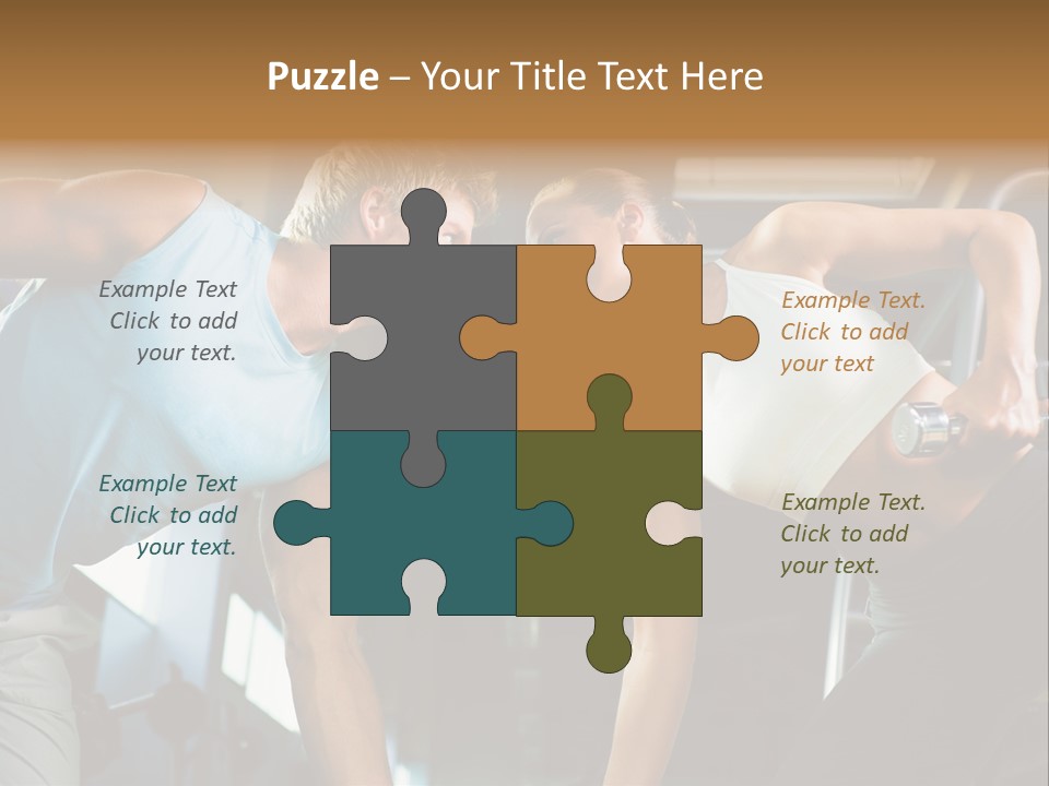 Couple In The Gym, Rivaling Each Other, Exercising With Dumbbells (Focus On The Faces) PowerPoint Template