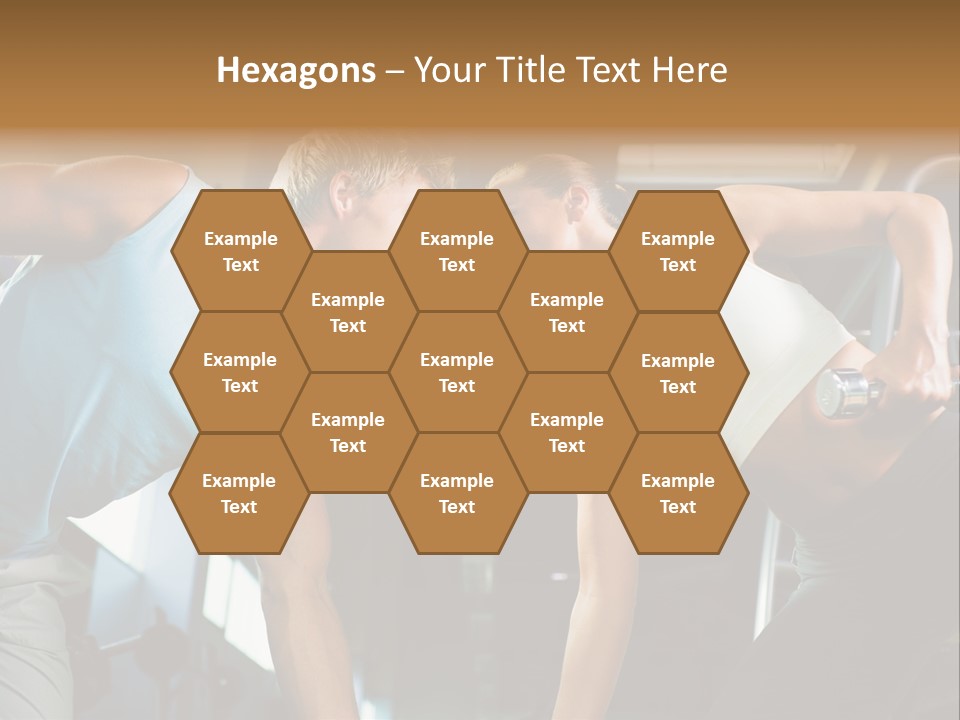 Couple In The Gym, Rivaling Each Other, Exercising With Dumbbells (Focus On The Faces) PowerPoint Template