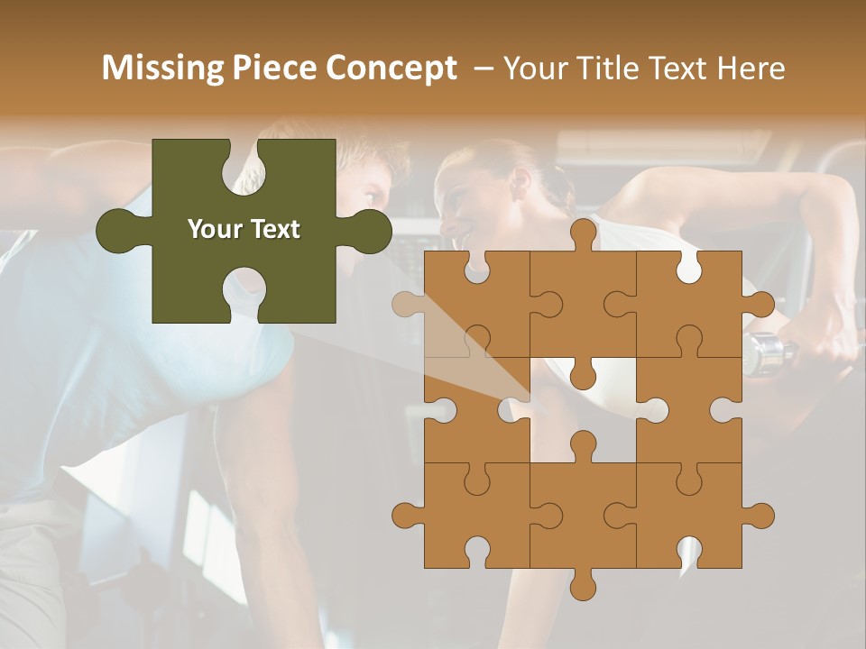 Couple In The Gym, Rivaling Each Other, Exercising With Dumbbells (Focus On The Faces) PowerPoint Template