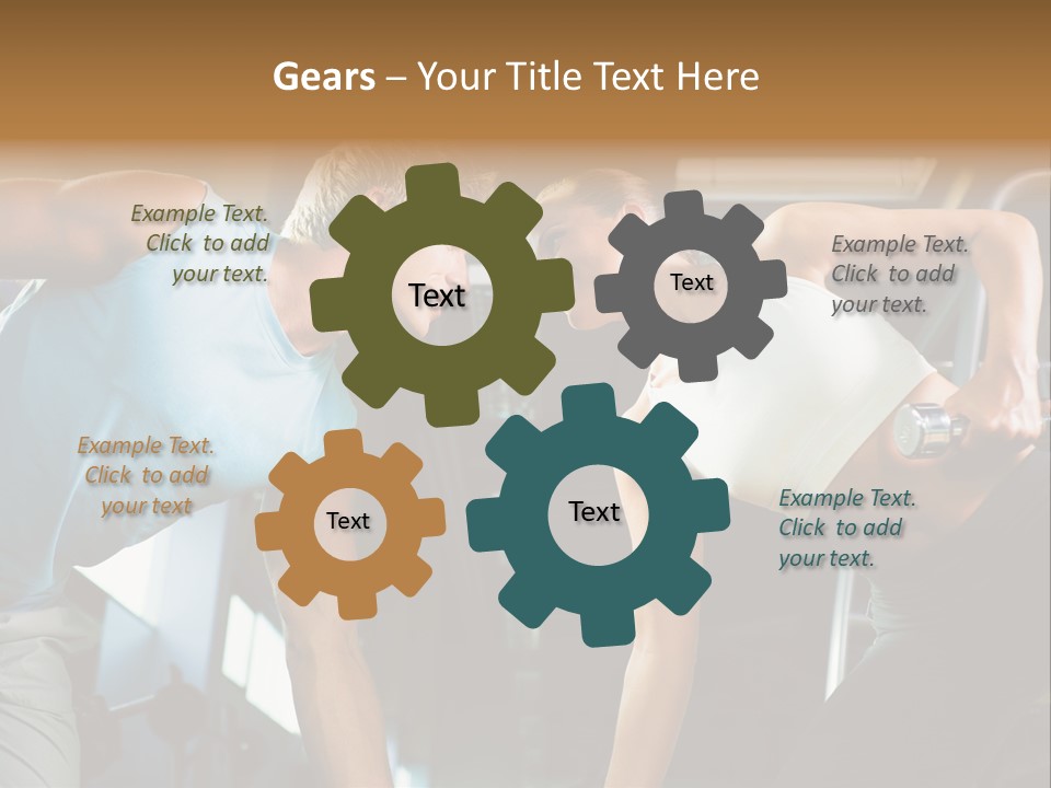 Couple In The Gym, Rivaling Each Other, Exercising With Dumbbells (Focus On The Faces) PowerPoint Template