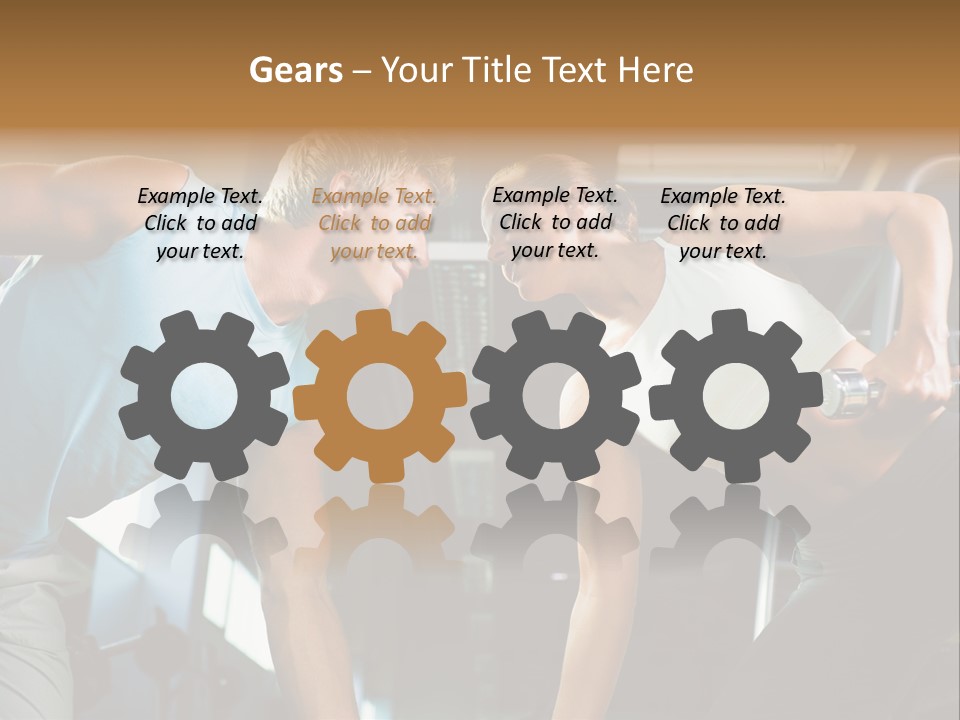 Couple In The Gym, Rivaling Each Other, Exercising With Dumbbells (Focus On The Faces) PowerPoint Template