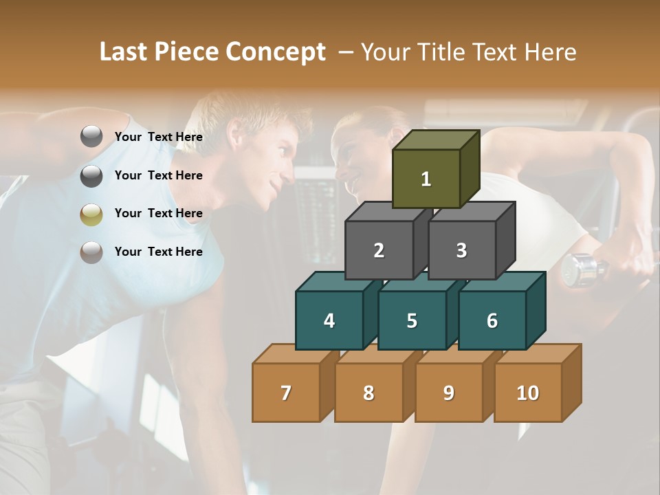 Couple In The Gym, Rivaling Each Other, Exercising With Dumbbells (Focus On The Faces) PowerPoint Template