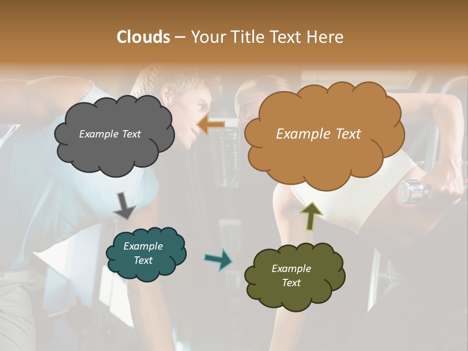 Couple In The Gym, Rivaling Each Other, Exercising With Dumbbells (Focus On The Faces) PowerPoint Template
