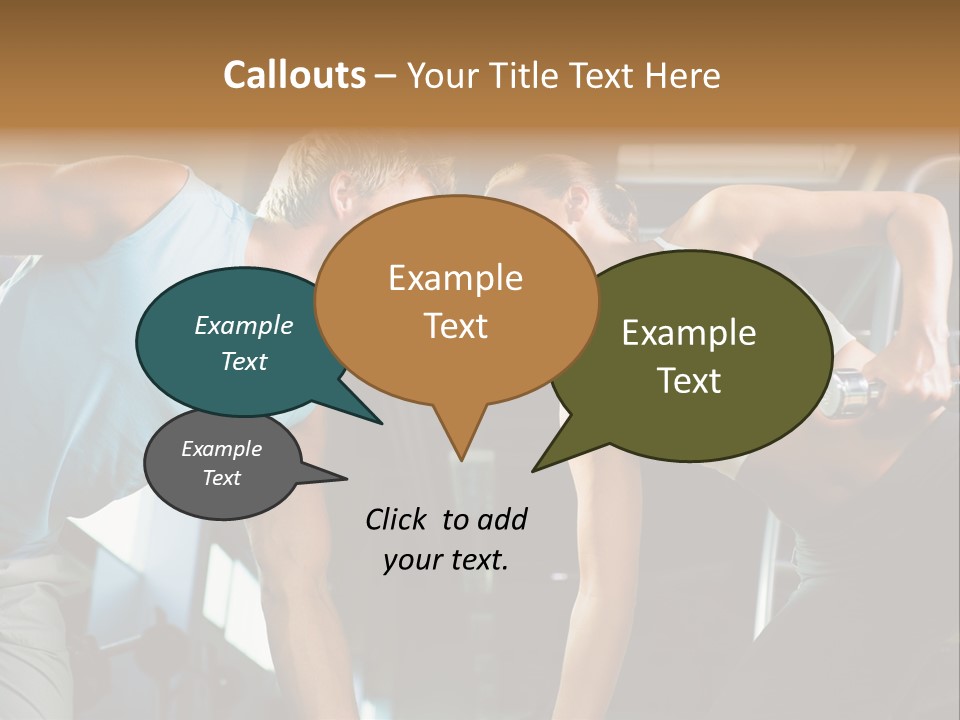 Couple In The Gym, Rivaling Each Other, Exercising With Dumbbells (Focus On The Faces) PowerPoint Template