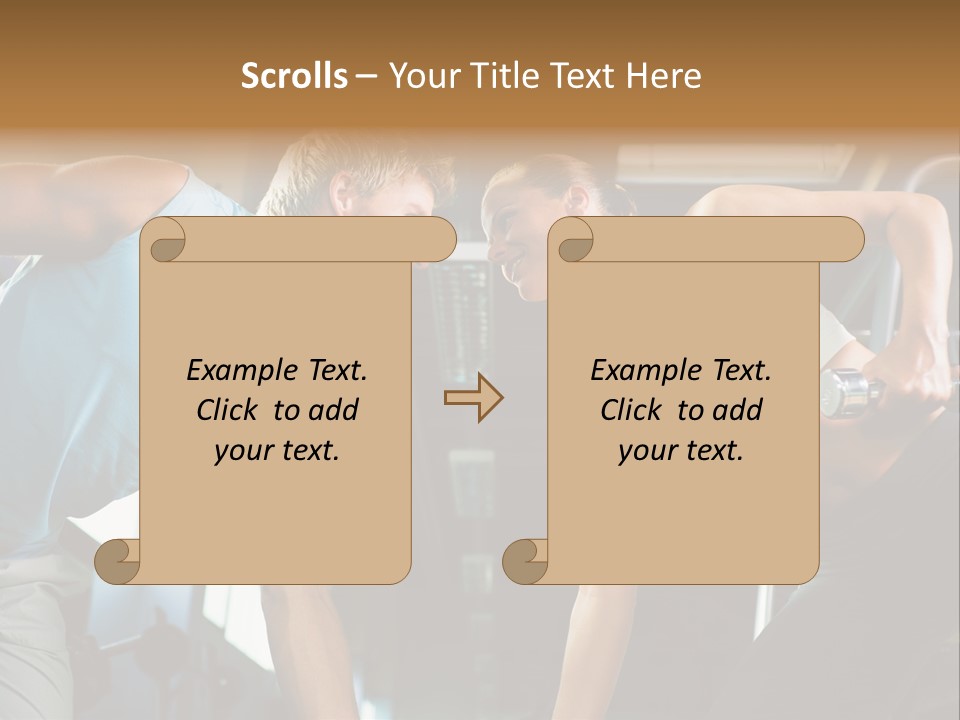 Couple In The Gym, Rivaling Each Other, Exercising With Dumbbells (Focus On The Faces) PowerPoint Template