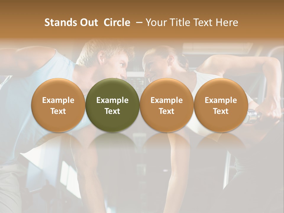 Couple In The Gym, Rivaling Each Other, Exercising With Dumbbells (Focus On The Faces) PowerPoint Template