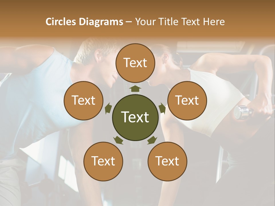 Couple In The Gym, Rivaling Each Other, Exercising With Dumbbells (Focus On The Faces) PowerPoint Template