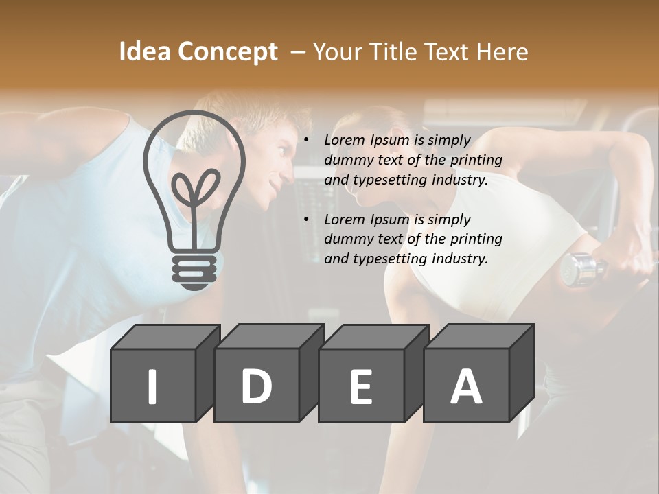 Couple In The Gym, Rivaling Each Other, Exercising With Dumbbells (Focus On The Faces) PowerPoint Template