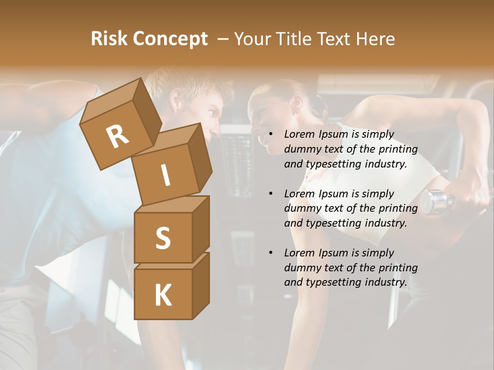 Couple In The Gym, Rivaling Each Other, Exercising With Dumbbells (Focus On The Faces) PowerPoint Template