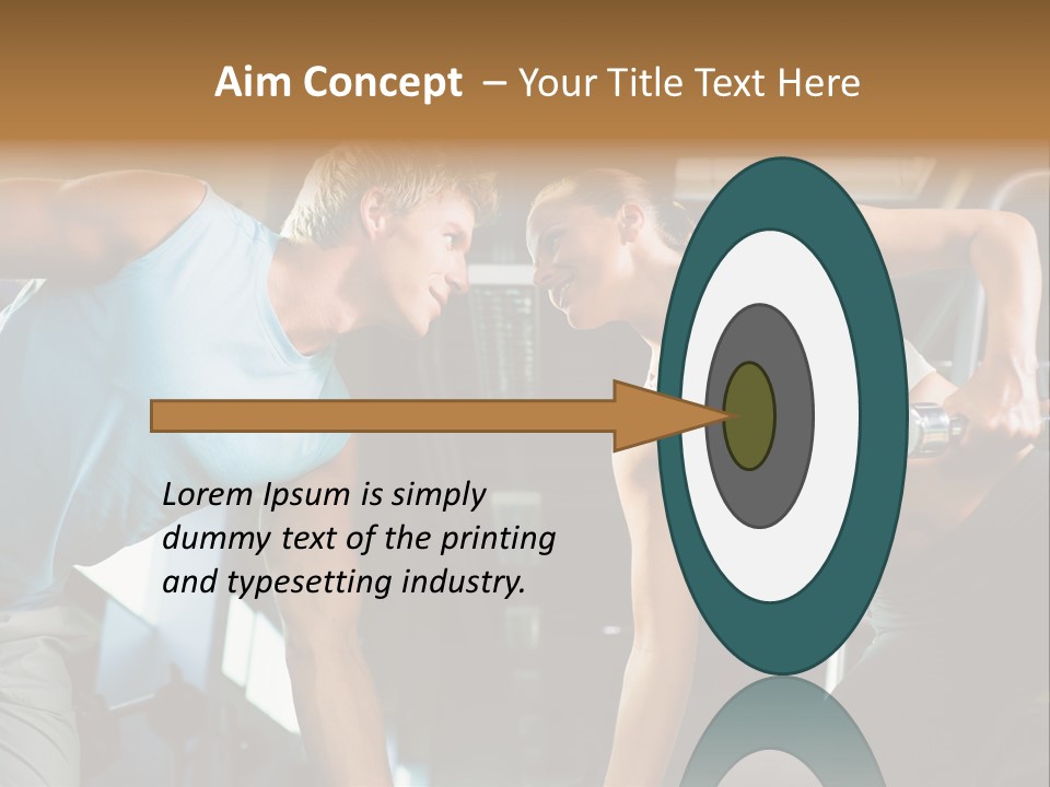 Couple In The Gym, Rivaling Each Other, Exercising With Dumbbells (Focus On The Faces) PowerPoint Template