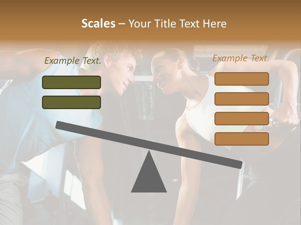 Couple In The Gym, Rivaling Each Other, Exercising With Dumbbells (Focus On The Faces) PowerPoint Template