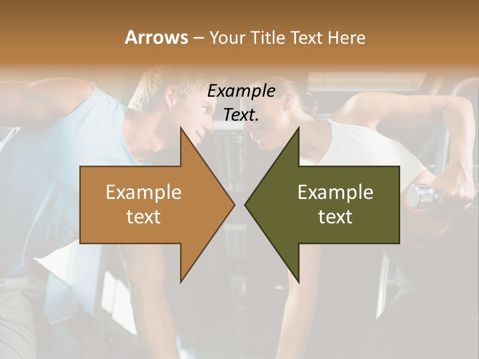 Couple In The Gym, Rivaling Each Other, Exercising With Dumbbells (Focus On The Faces) PowerPoint Template