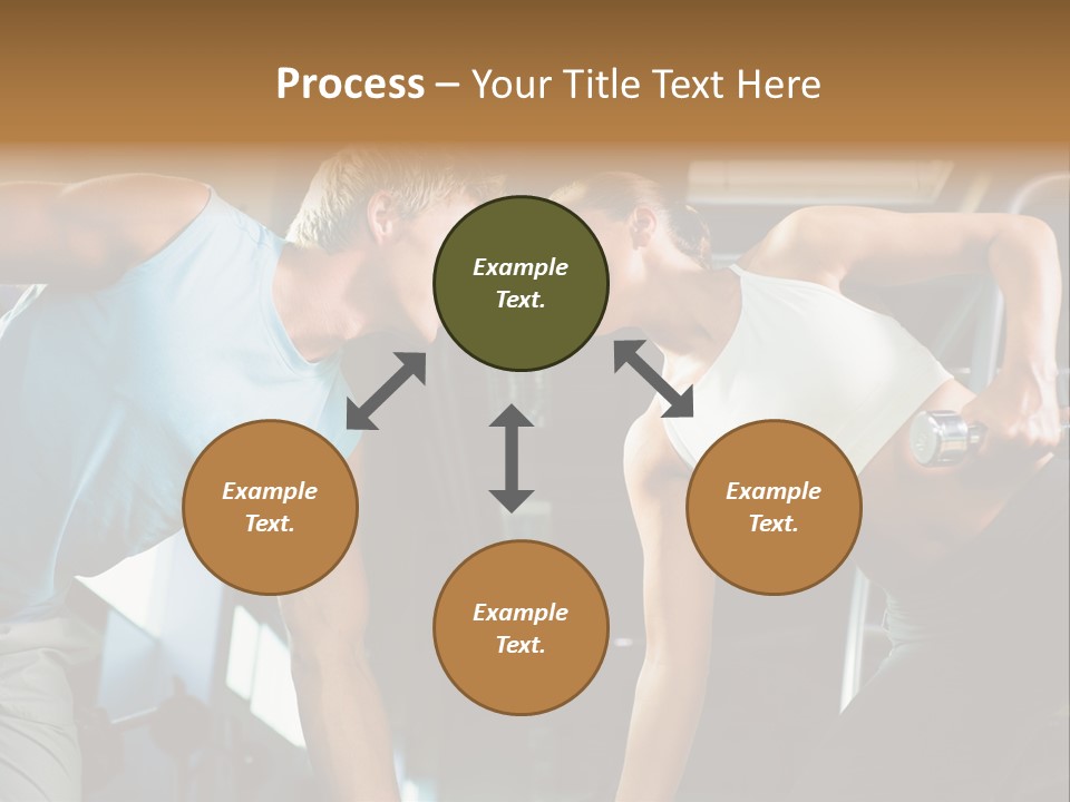 Couple In The Gym, Rivaling Each Other, Exercising With Dumbbells (Focus On The Faces) PowerPoint Template