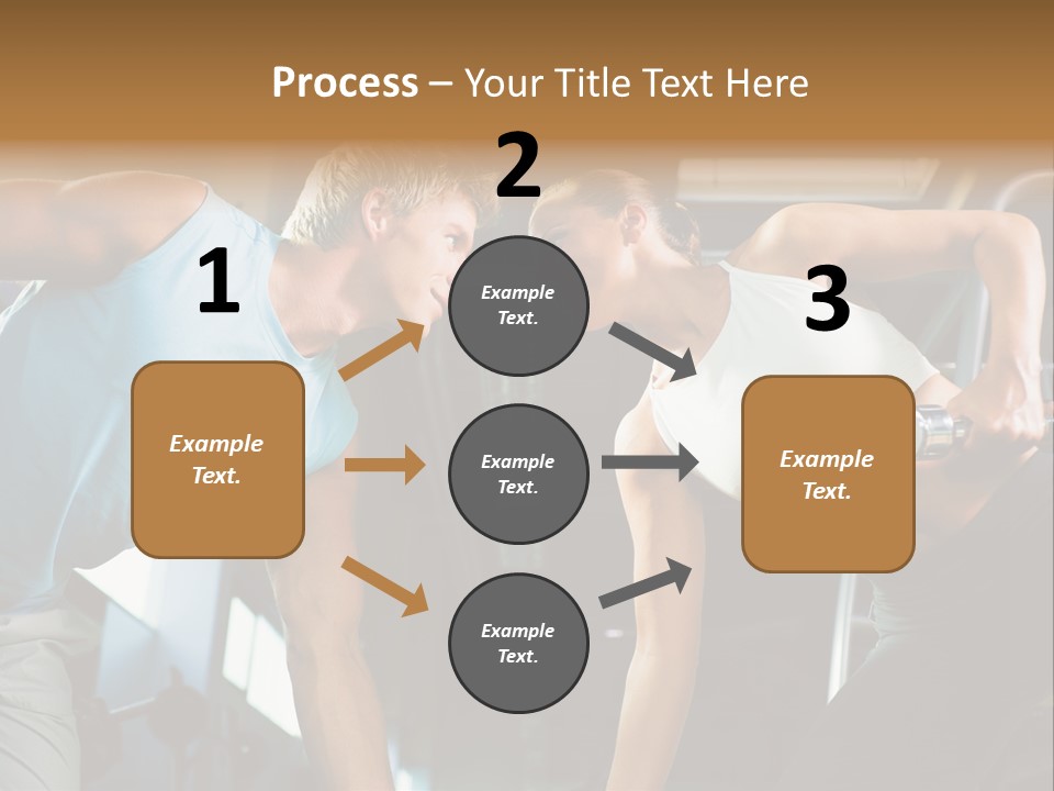 Couple In The Gym, Rivaling Each Other, Exercising With Dumbbells (Focus On The Faces) PowerPoint Template