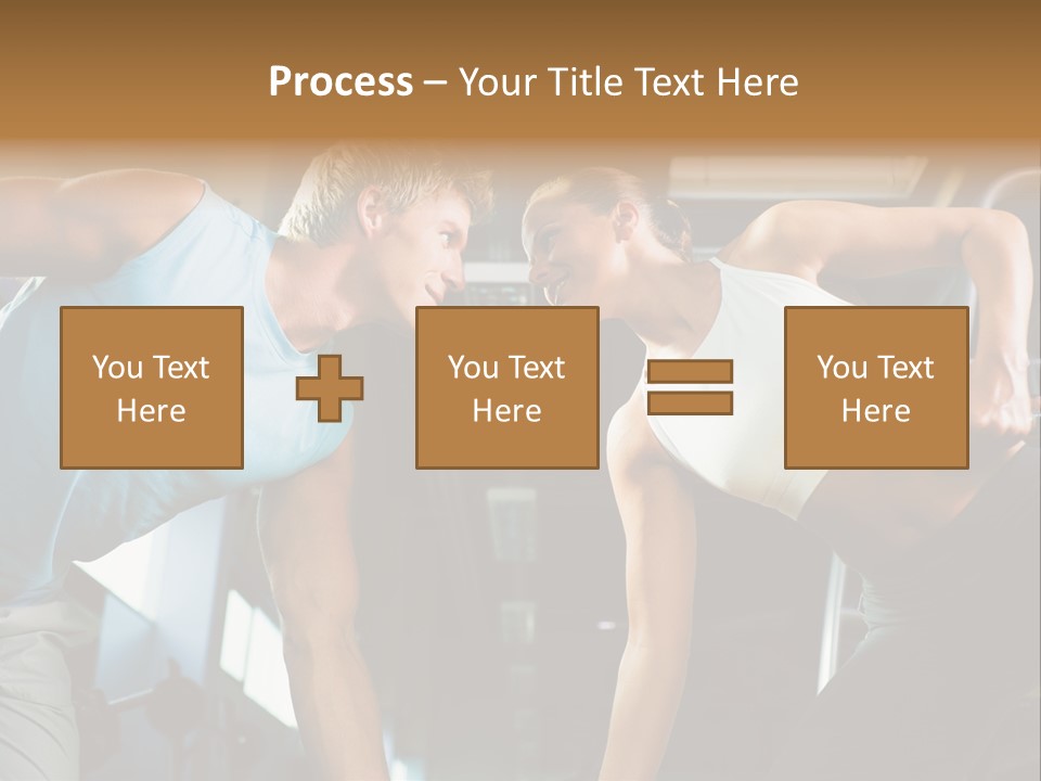 Couple In The Gym, Rivaling Each Other, Exercising With Dumbbells (Focus On The Faces) PowerPoint Template