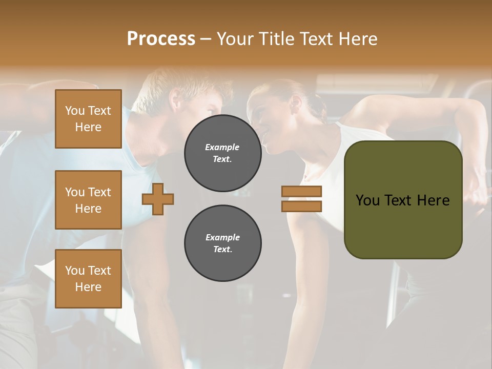 Couple In The Gym, Rivaling Each Other, Exercising With Dumbbells (Focus On The Faces) PowerPoint Template