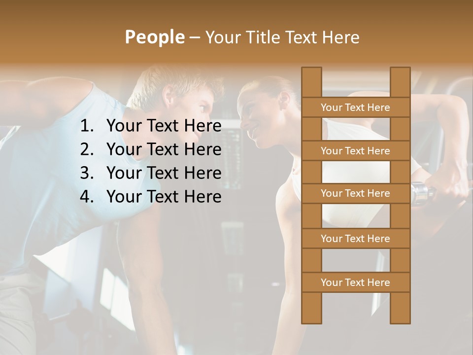 Couple In The Gym, Rivaling Each Other, Exercising With Dumbbells (Focus On The Faces) PowerPoint Template