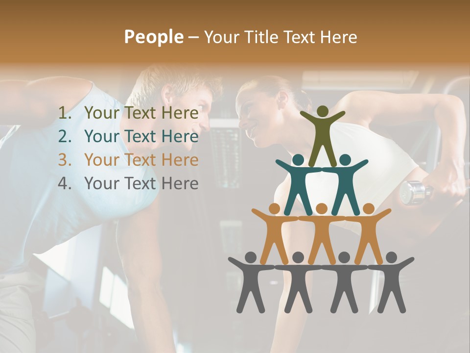 Couple In The Gym, Rivaling Each Other, Exercising With Dumbbells (Focus On The Faces) PowerPoint Template