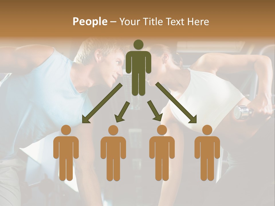 Couple In The Gym, Rivaling Each Other, Exercising With Dumbbells (Focus On The Faces) PowerPoint Template