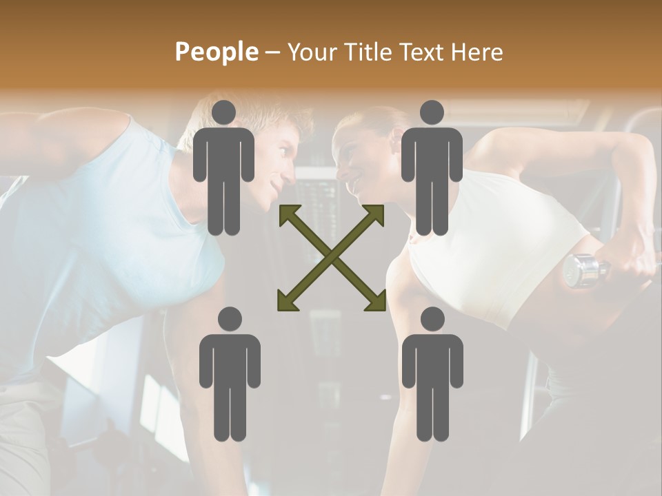 Couple In The Gym, Rivaling Each Other, Exercising With Dumbbells (Focus On The Faces) PowerPoint Template