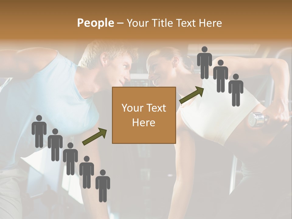 Couple In The Gym, Rivaling Each Other, Exercising With Dumbbells (Focus On The Faces) PowerPoint Template